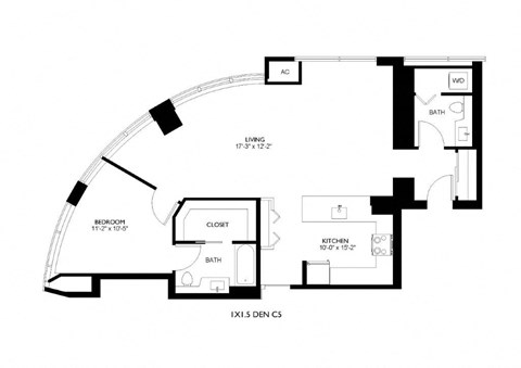 A black and white image of a floor plan for a home.